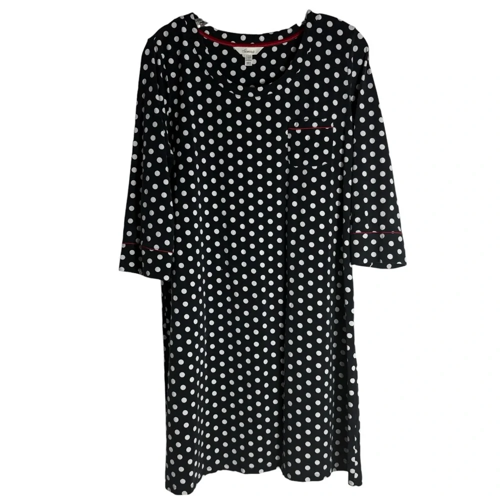 SOMA Polka Dot Night Dress in Black/White/Red Size Large— SUPER COMFORTABLE!!!